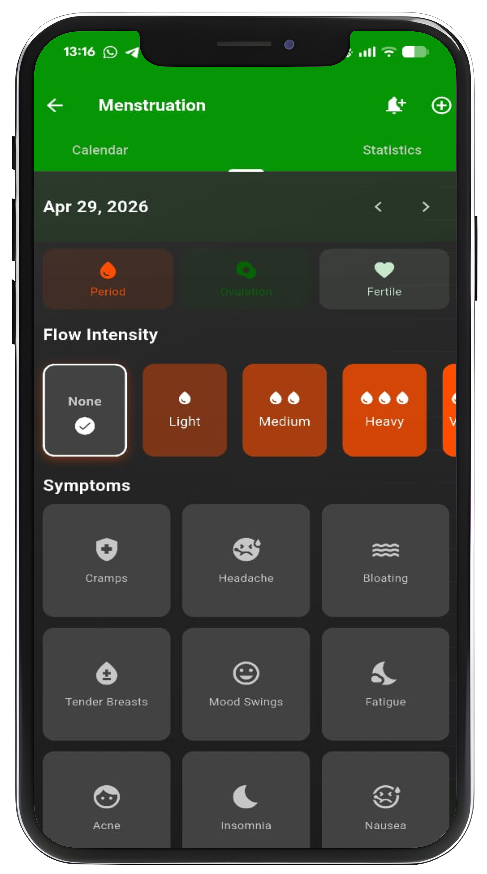 Menstrual cycle tracking
